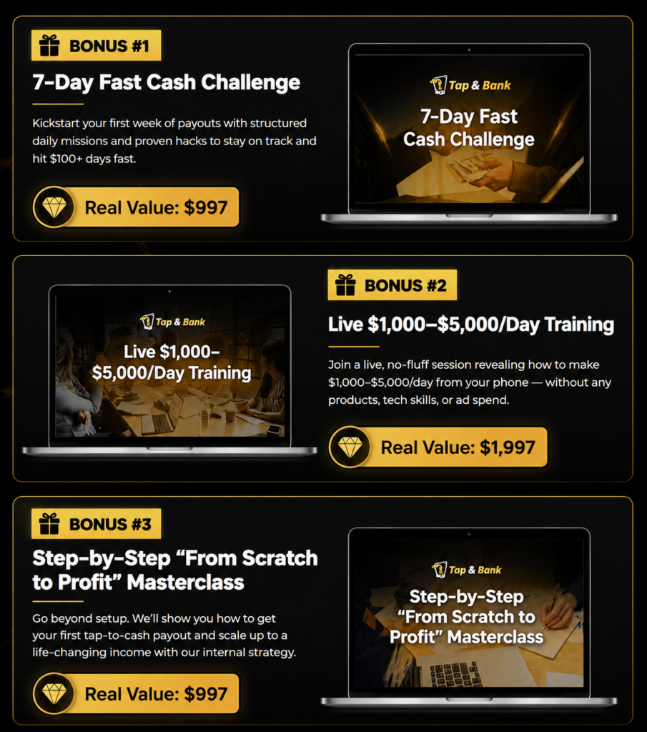 Bonus offer with sleek gold accents