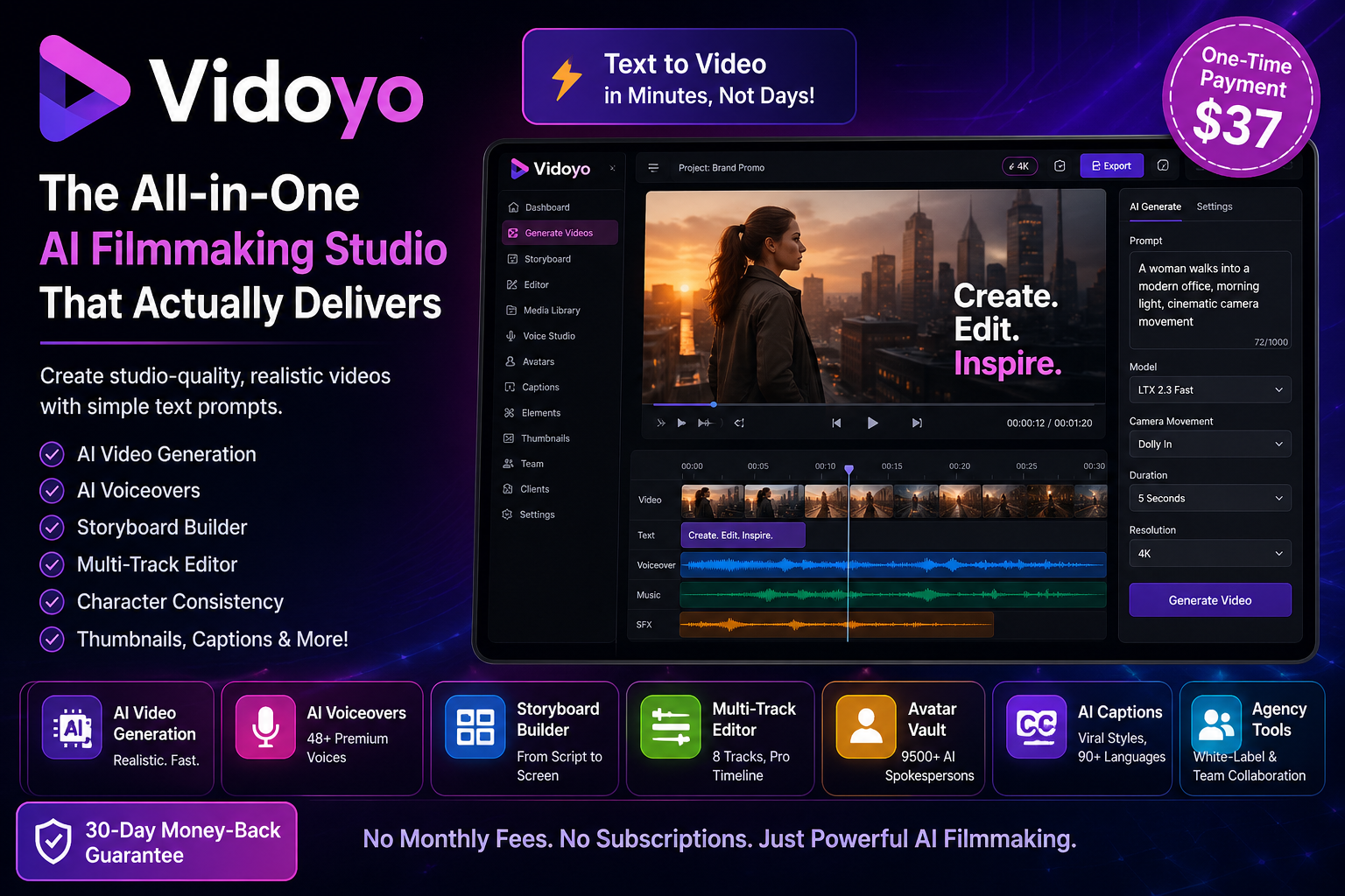 Vidoyo Review AI video tool dashboard