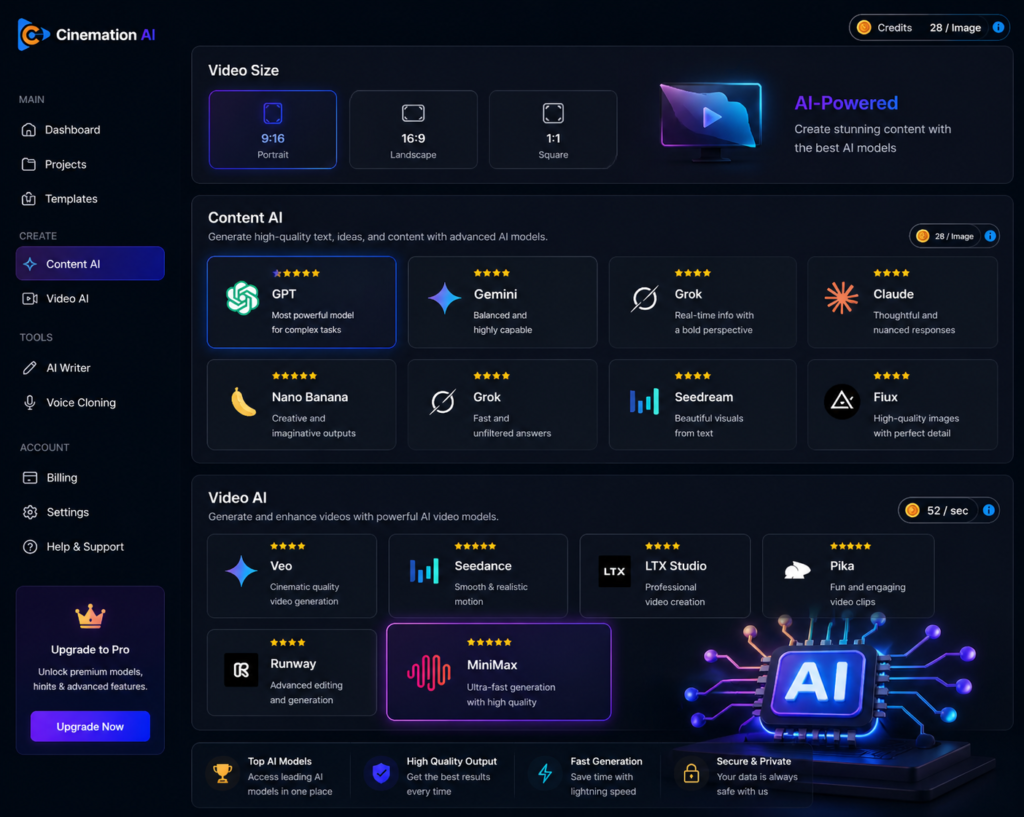 AI-powered-video-and-content-creation-dashboard