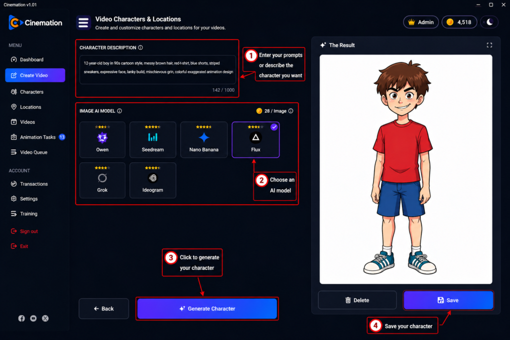 Cinemation-character-creation-dashboard