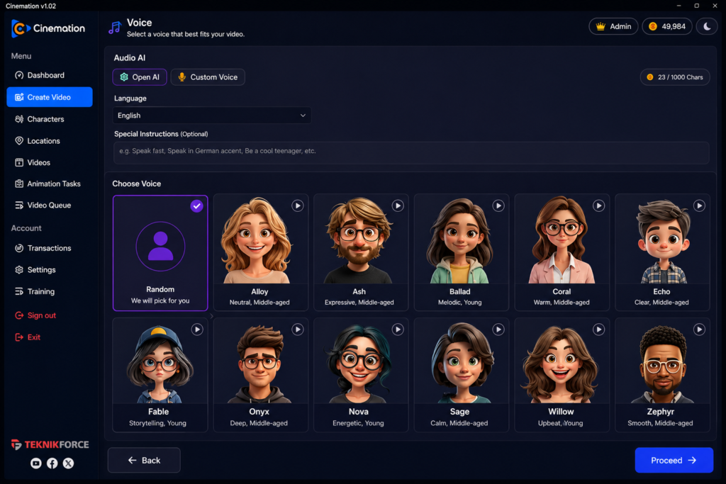 Voice-AI-selection-dashboard-in-Cinemation